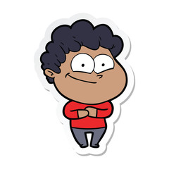 sticker of a cartoon happy man