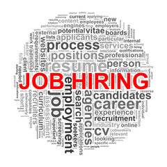 Circular wordcloud design job hiring word tags