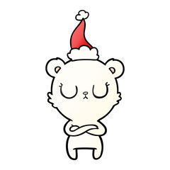 peaceful gradient cartoon of a polar bear wearing santa hat