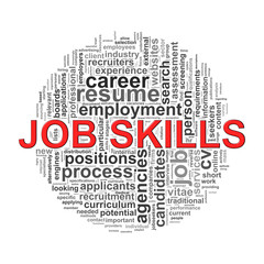 Circular wordcloud design job skills word