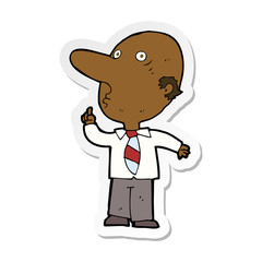 sticker of a cartoon bald man asking question