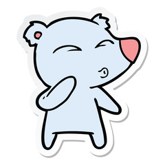Fototapeta premium sticker of a cartoon whistling bear