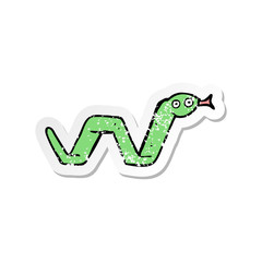 retro distressed sticker of a funny cartoon snake
