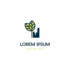 Building With Leaf Nature Logo