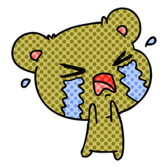 cartoon of a cute crying bear