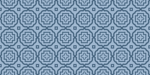 Modern Geometric Pattern With Hand-Drawing Ornament. Vector Super Illustration. For Fabric, Textile, Bandana, Scarg, Colored Print. Pastel blue color