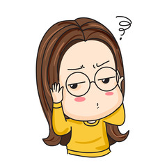 Cute girl in glasses set with different gestures vector illustration isolated - Vector