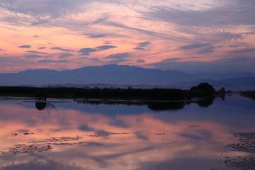 福島潟の朝焼け