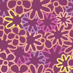 Fototapeta na wymiar Vector hippie floral seamless pattern flowers background