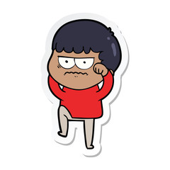 sticker of a cartoon annoyed man