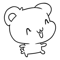 line drawing kawaii cute happy bear