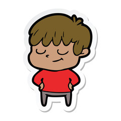 sticker of a cartoon happy boy