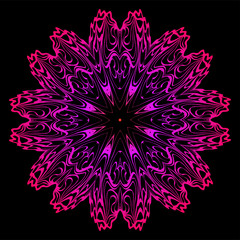 Decorative Mandala. Vector Illustration. Isolated. Tribal Ethnic Ornament With Mandala. Anti-Stress Therapy Pattern. Indian, Moroccan, Mystic, Ottoman Motifs. Black, purple color