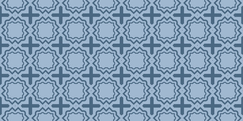 Modern Geometric Pattern With Hand-Drawing Ornament. Vector Super Illustration. For Fabric, Textile, Bandana, Scarg, Colored Print. Pastel blue color