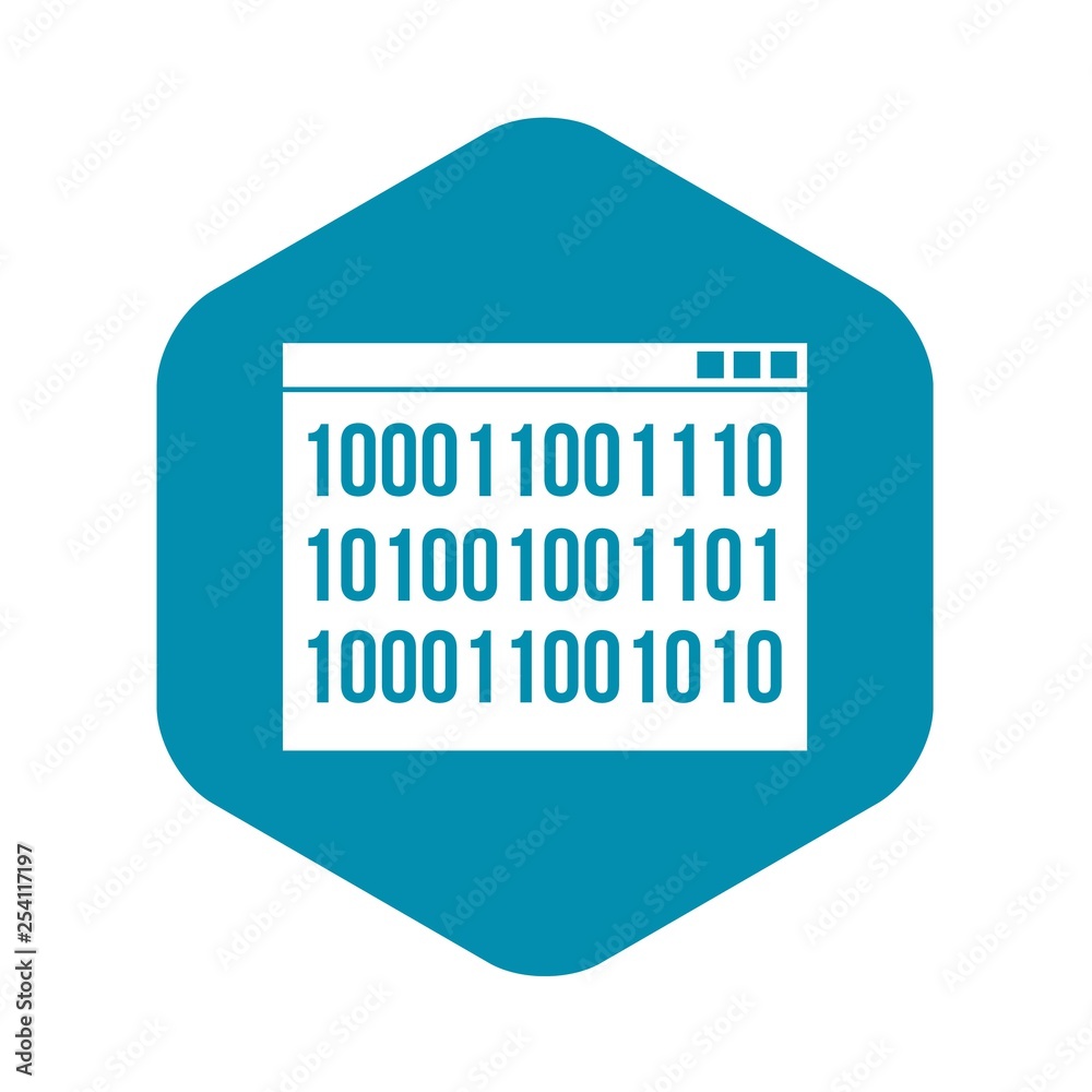 Poster binary code icon in simple style isolated on white background