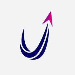 Letter U Arrow Logo Template