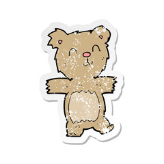Obraz na płótnie Canvas retro distressed sticker of a cartoon cute teddy bear