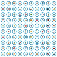 100 enthusiasm icons set in cartoon style for any design vector illustration