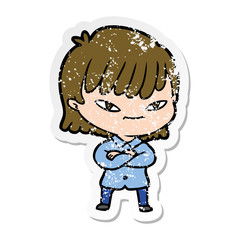 distressed sticker of a cartoon woman
