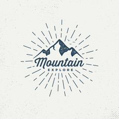 Vector mountains emblem. Outdoor activity symbol. - Vector