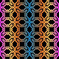 Decorative Geometric Ornament. Seamless Pattern. Vector Illustration. Tribal Ethnic Arabic, Indian, Motif. For Interior Design, Wallpaper. Rainbow color