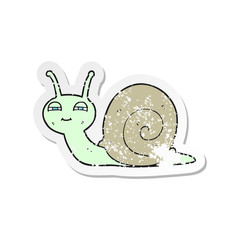 retro distressed sticker of a cartoon cute snail