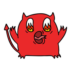 cartoon of cute kawaii red demon