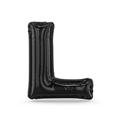 Black letter L made of inflatable balloon isolated. 3D