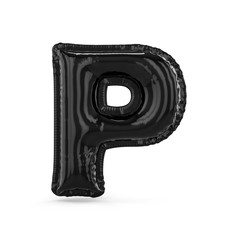 Obraz premium Black letter P made of inflatable balloon isolated. 3D