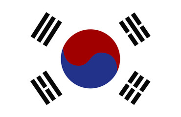 Vector flag of the Republic of Korea isolated on white backgound