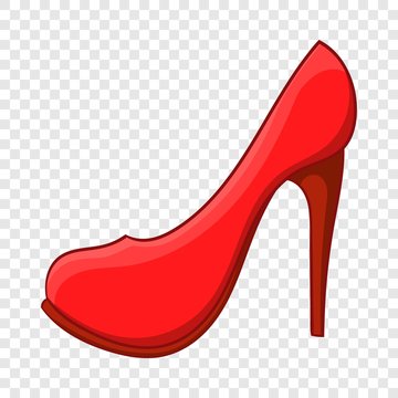 Red high heel shoe icon in cartoon style on a background for any web design 