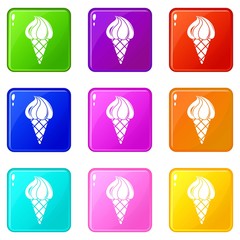 Lemon ice cream icons set 9 color collection isolated on white for any design