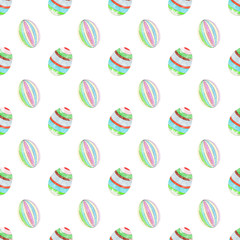 beautiful seamless illustration with Easter eggs and Bunny on white background 