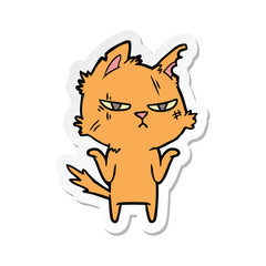 sticker of a tough cartoon cat