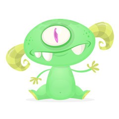 Funny cartoon monster  with one eye. Halloween illustration