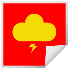 square peeling sticker cartoon thunder cloud