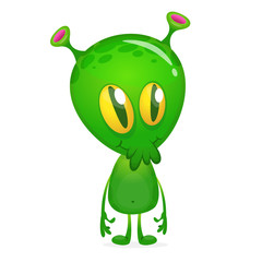 Green alien cartoon. Vector illustration isolated