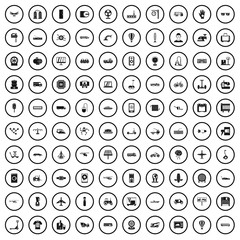 100 technical exhibition icons set in simple style for any design vector illustration