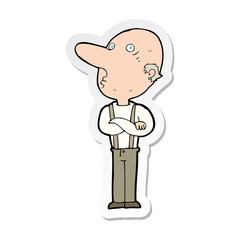 sticker of a cartoon old man with folded arms