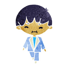 retro cartoon kawaii cute boy in suit