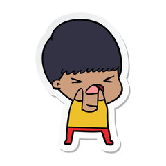 sticker of a cartoon stressed man