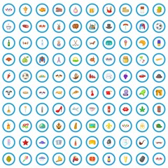 100 europe trip icons set in cartoon style for any design vector illustration