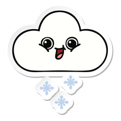 sticker of a cute cartoon snow cloud