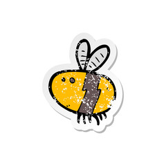 retro distressed sticker of a cartoon bee
