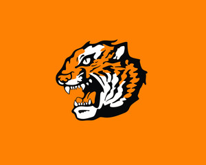 Roaring angry tiger head