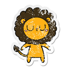 distressed sticker of a cartoon lion