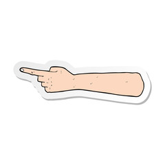 sticker of a pointing hand cartoon