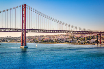 The 25 de Abril bridge in Lisbon, Portugal.