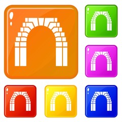 Fototapeta premium Brick arch icons set collection vector 6 color isolated on white background