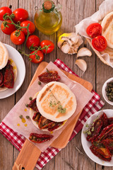 Tigella bread with sun-dried tomatoes.